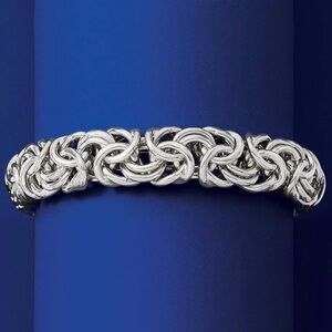 Chunky Italian Sterling Silver Byzantine Bracelet